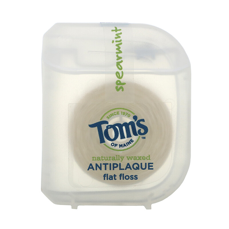 Tom's of Maine, Naturally Waxed Antiplaque Flat Floss, Spearmint, 29.2