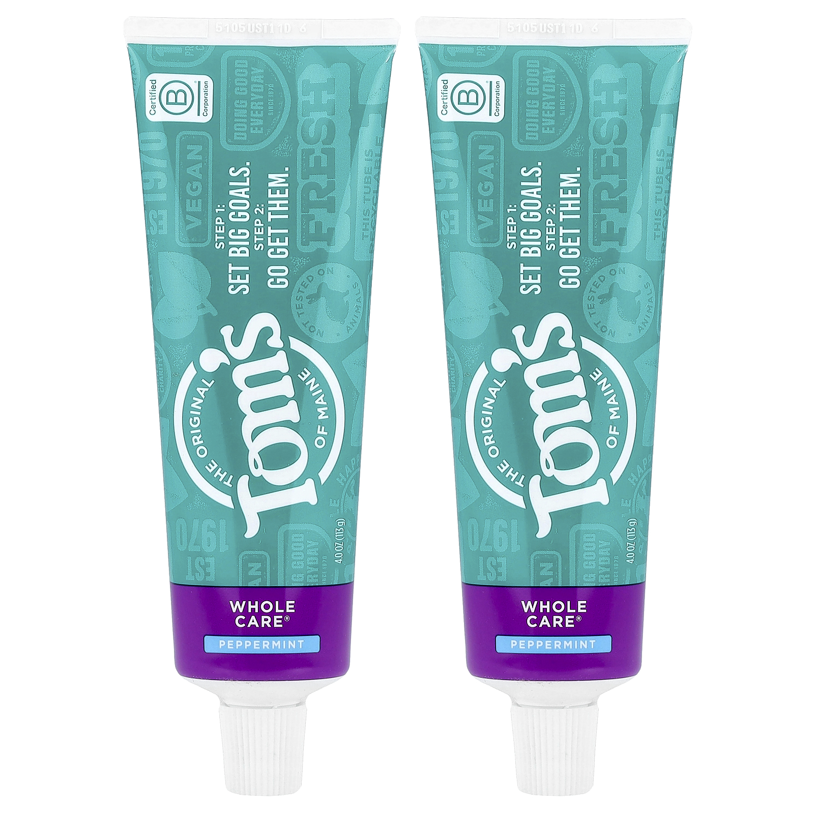 Whole Care Anticavity Toothpaste, With Fluoride, Peppermint, 2 Pack, 4 oz (113