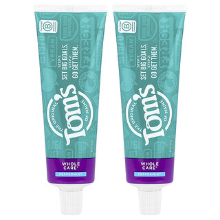 Tom's of Maine, Pasta dental anticaries de cuidado integral, Con fluoruro, Menta, Paquete de 2 piezas, 113 g (4 oz) cada una