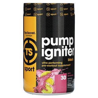 Top Secret Nutrition, Sport，Pump Igniter Black，优效锻炼前补剂，粉色柠檬水味，15.8 盎司（450 克）