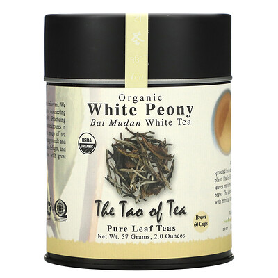 The Tao of Tea Organic Bai Mudan, белый чай, белый пион, 57 г (2 унции)