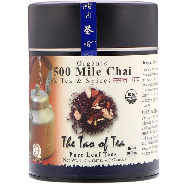 The Tao of Tea, Organic Black Tea & Spices, 500 Mile Chai, 4.0 oz (115 g)