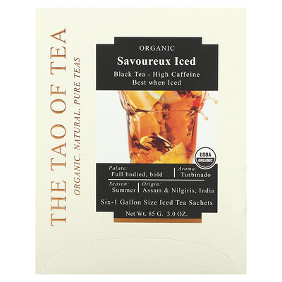 The Tao of Tea  Organic Black Tea  Savoureux Iced   6 -1 Gallon Sized Sachets  3.0 oz (85 g)