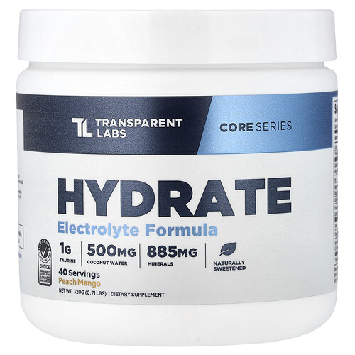 Transparent Labs, Core-Serie, Hydrat, Pfirsich-Mango, 320 g