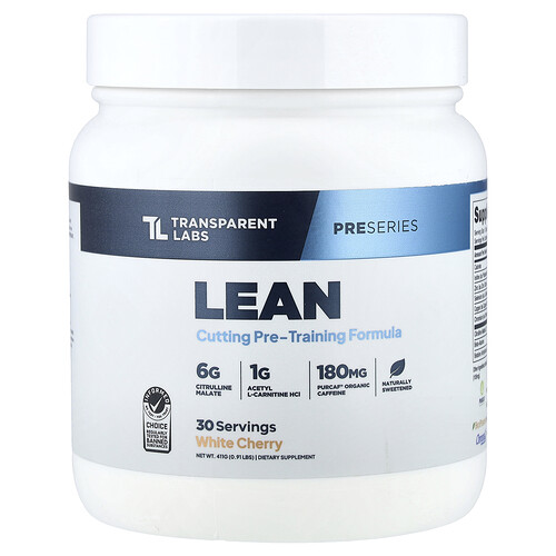 Transparent Labs, Pre Series, Lean Cutting Pre-Workout-Formel, Weiße Kirsche, 411 g