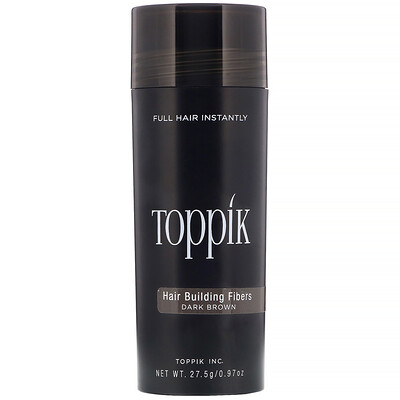 Toppik Hair Building Fibers, загуститель для волос, оттенок темно-коричневый, 27,5 г (0,97 унции)