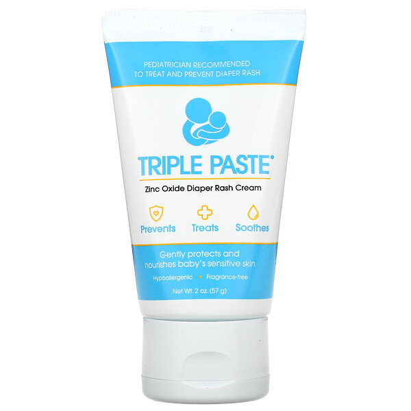 Triple Paste, Zinc Oxide Diaper Rash Cream, FragranceFree, 2 oz (57 g