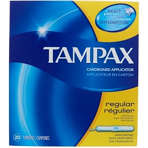 Tampax, Cardboard, Regular, Unscented, 20 Tampons