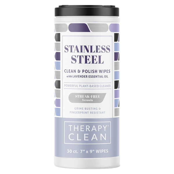Stainless Steel, Clean & Polish Wipes with Lavender Essential Oil, 30 Wipes