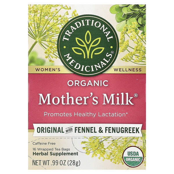 Traditional Medicinals Organic Mother's Milk®, Original with Fennel & Fenugreek, Caffeine Free, 16 Wrapped Tea Bags, 0.99 oz (28 g)
