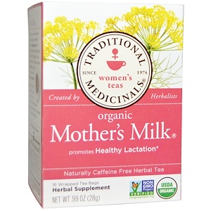 Купить Traditional Medicinals, Органический чай "Материнское молоко", без кофеина, 16 индивидуально упакованных чайных пакетиков, 0,99 унции (28 г)  на IHerb