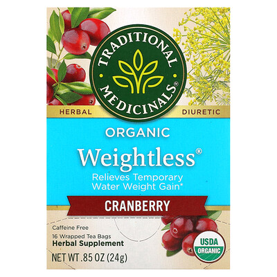 

Traditional Medicinals Organic Weightless Cranberry Caffeine Free 16 Wrapped Tea Bags 0.05 oz (1.5 g) Each