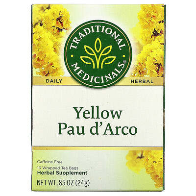Traditional Medicinals Yellow Pau d 'Arco, без кофеина, 16 чайных пакетиков, 24 г (0,85 унции)
