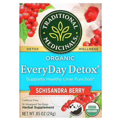 

Traditional Medicinals Organic EveryDay Detox Caffeine Free Schisandra Berry 16 Wrapped Tea Bags 0.05 oz (1.5 g) Each