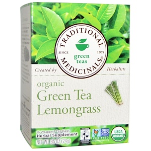 Traditional Medicinals, Органический зеленый чай с лемонграссом, 16 пакетиков, 0,85 унции (24 г)