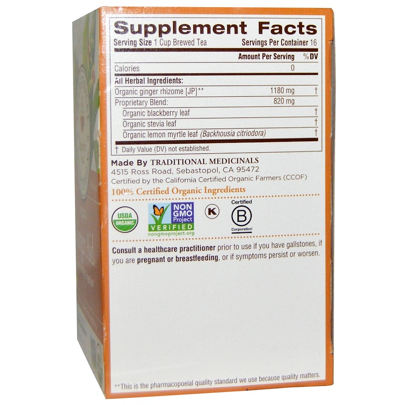 Traditional Medicinals, Digestive Teas, Organic Ginger Aid, Naturally