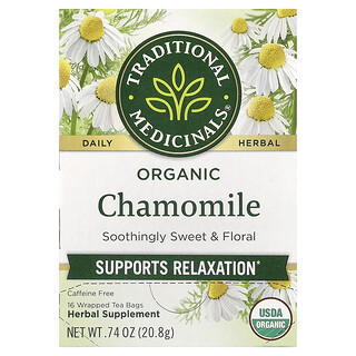 Traditional Medicinals, Mușețel organic, fără cofeină, 16 plicuri de ceai împachetate, 0,74 oz (20,8 g)