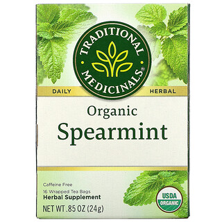 Traditional Medicinals, Organic Spearmint, Caffeine Free, 16 Wrapped Tea Bags, .85 oz (24 g)