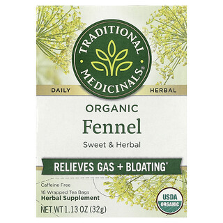 Traditional Medicinals, Organiczny fenkuł, bez kofeiny, 16 kopertowanych torebek herbaty, 32 g