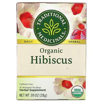 Traditional Medicinals органический гибискус, без кофеина, 16 чайных пакетиков в упаковке, 28 г (0,99 унции)