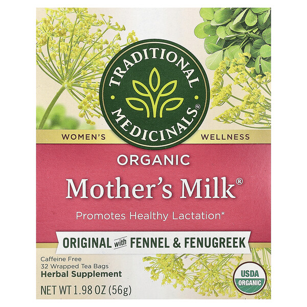 Traditional Medicinals Organic Mother's Milk®, Original with Fennel & Fenugreek, Caffeine Free, 32 Wrapped Tea Bags, 1.98 oz (56 g)