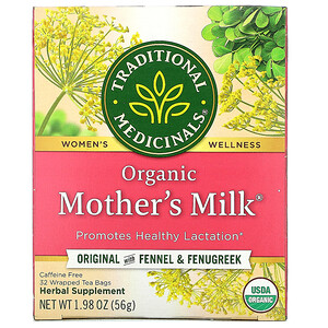 Отзывы о Традитионал Медисиналс, Organic Mother's Milk, Original with Fennel & Fenugreek, Caffeine Free, 32 Wrapped Tea Bags, 1.98 oz (56 g)