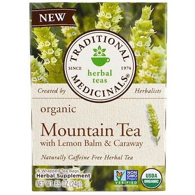 Traditional Medicinals 有機高山茶,含蜜蜂花和葛縷子,16 包茶袋,.85 盎司(24 克)