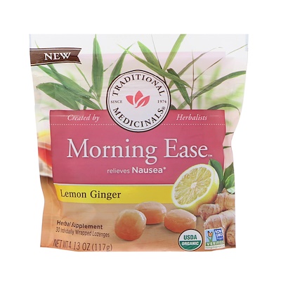 

Traditional Medicinals Organic, Morning Ease, Lemon Ginger, 30 Individually Wrapped Lozenges, 4.13 oz (117 g)