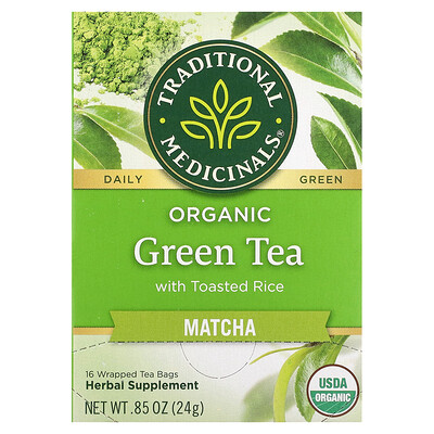 

Traditional Medicinals, Organic Green Tea with Toasted Rice, Matcha, 16 Wrapped Tea Bags, 0.5 oz (1.5 g) Each