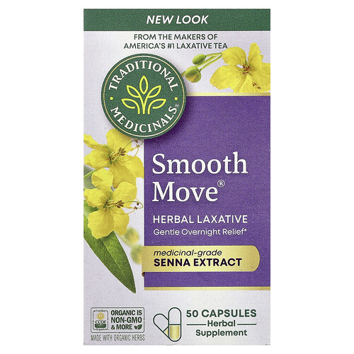 Traditional Medicinals Smooth Move® Capsules, Senna, 50 Capsules