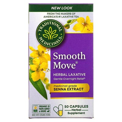 Traditional Medicinals Smooth Move Capsules, сенна, 50 капсул