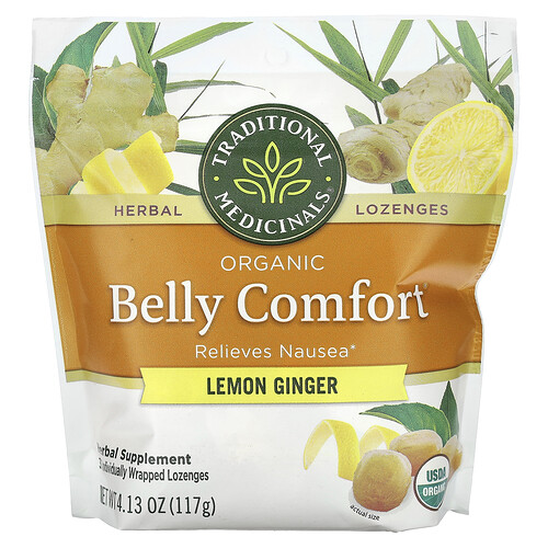 Traditional Medicinals Organic Belly Comfort, Lemon Ginger, 30 Individually Wrapped Lozenges, 4.13 oz (117 g)