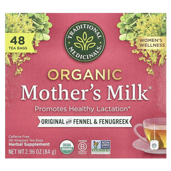 Traditional Medicinals Organic Mother's Milk®, Original with Fennel & Fenugreek, Caffeine Free, 48 Wrapped Tea Bags, 2.96 oz (84 g)