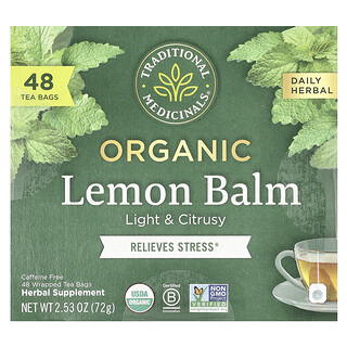 Traditional Medicinals, Balsem Lemon Organik, Bebas Kafein, 48 Kantong Teh Celup Bungkus, 72 g (2,53 ons)