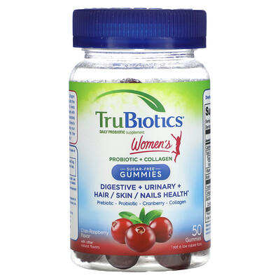 TruBiotics  Women's Probiotic + Collagen Gummies  Cran-Raspberry  50 Gummies