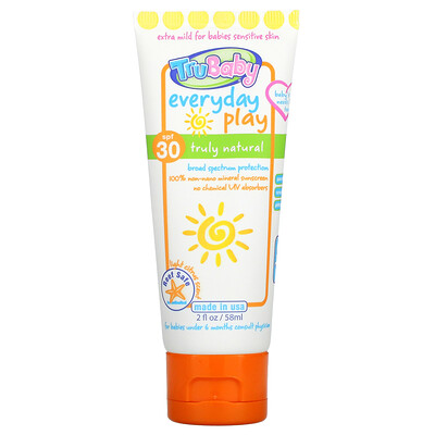 Купить TruKid TruBaby, солнцезащитное средство для ежедневного использования, SPF 30+, легкий цитрусовый аромат, 58 мл (2 жидк. Унции)