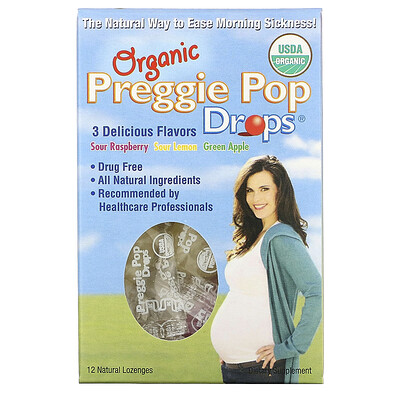 Three Lollies Органические леденцы Preggie Pops, 3 отличных вкуса, 12 пастилок