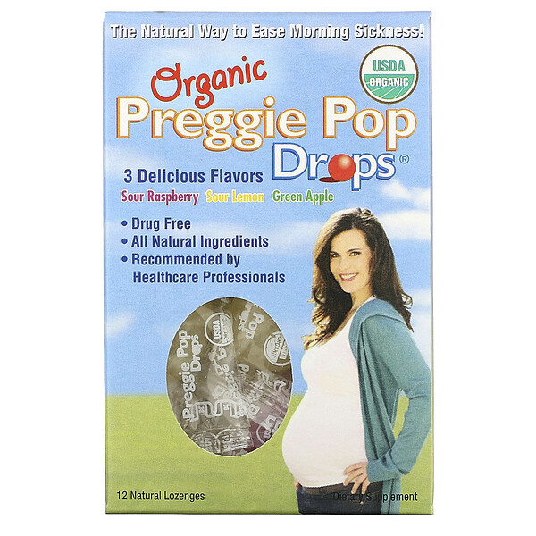 Three Lollies, Bio Preggie Pop Drops, 3 Leckere Geschmacksrichtungen, 12 Pastillen