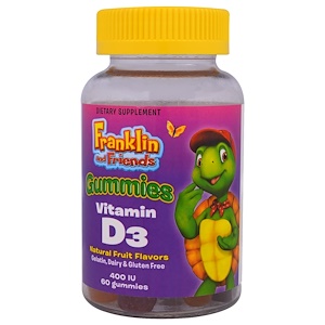 Treehouse Kids, "Франклин и друзья", витамин D3, жевательные пастилки с натуральными фруктовыми вкусами, 400 МЕ, 60 таблеток