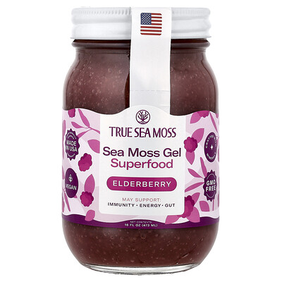 True Sea Moss, Superalimento en gel de musgo marino, Saúco, 473 ml (16 oz. líq.)