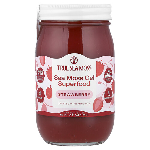 True Sea Moss Sea Moss Gel Superfood, Strawberry, 16 fl oz (473 ml)