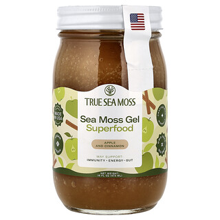 True Sea Moss, Sea Moss Gel, желе з морського моху, суперфуд, яблуко та кориця, 473 мл (16 рідк. унцій)