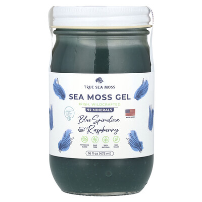True Sea Moss Sea Moss Gel Blue Spirulina and Raspberry 16 fl oz (473 ml)