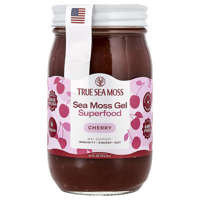 True Sea Moss, Superalimento en gel de musgo marino, Cereza, 473 ml (16 oz. líq.)