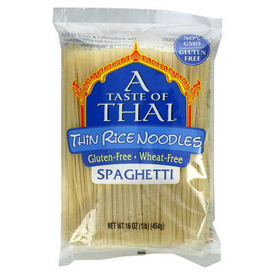 Купить A Taste Of Thai Тонкая рисовая лапша, спагетти, 454 г (16 унций)