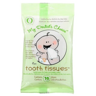 Tooth Tissues, Toallitas Dentales para Bebés y Niños Pequeños, My Dentist's Choice, 30 Toallitas