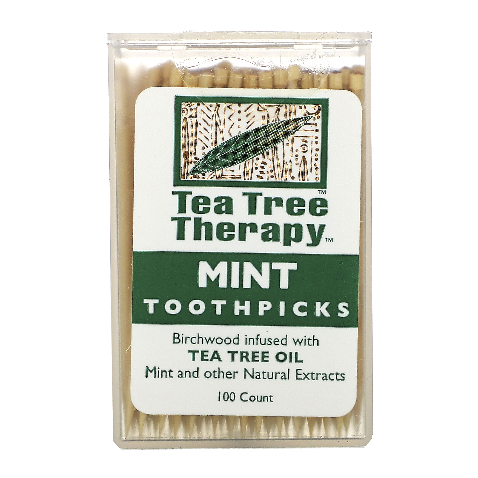 Tea Tree Therapy, ティーツリー治療用つまようじ、ミント、約100本
