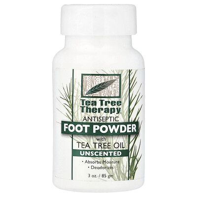 Product Image for Tea Tree Therapy, Antiseptic Foot Powder with Tea Tree Oil, Unscented, 3 oz (85 gm)