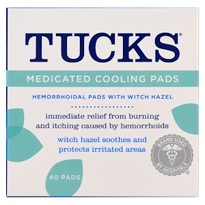 Купить Tucks, Пропитанные лекарством охлаждающие подушечки, 40 подушечек  на IHerb