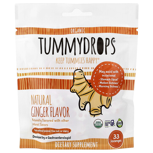 Tummydrops Organic Natural Ginger, 33 Lozenges